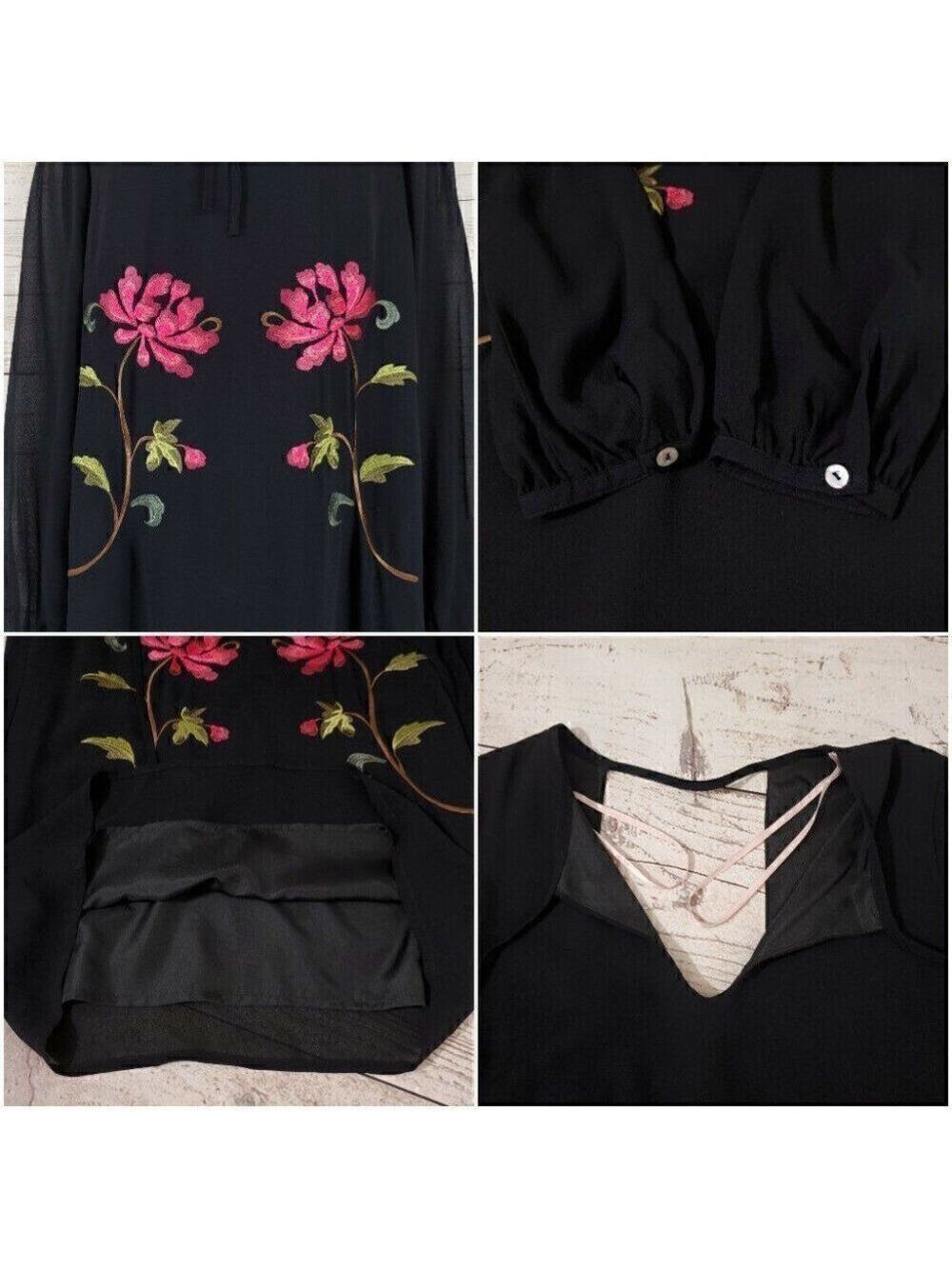 NWT Forever 21 Contemporary Womens Size XS Floral Embroidered Sheer Dress Shirt - Picture 7 of 12